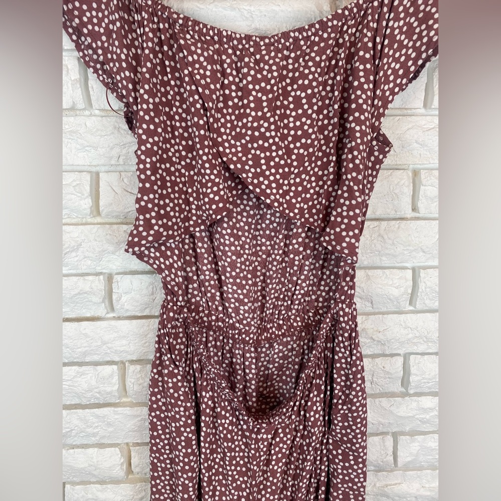 Express Polka Dot Open Back Romper Size Medium - image 5